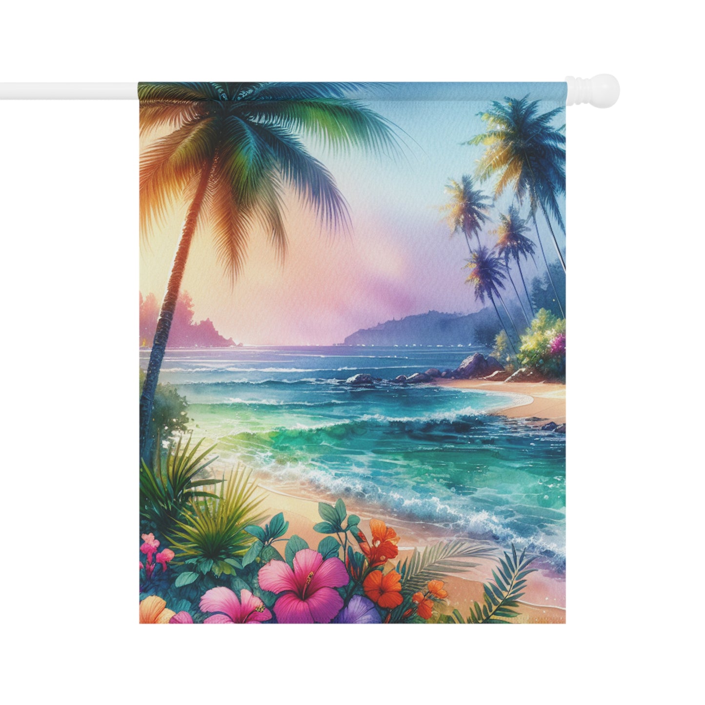 Tropical Garden Flag - Perfect for Outdoor Decor / Bay of Peace Beach Design