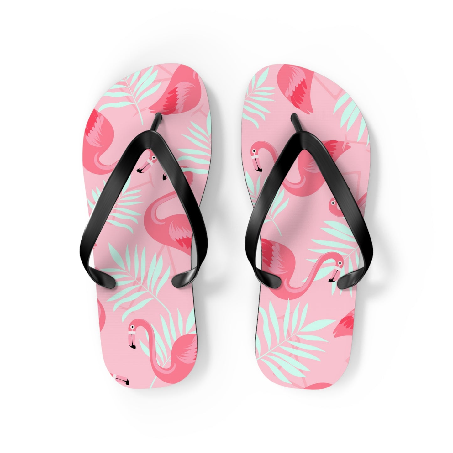 Flip Flops - Pink Flamingo / White Palms