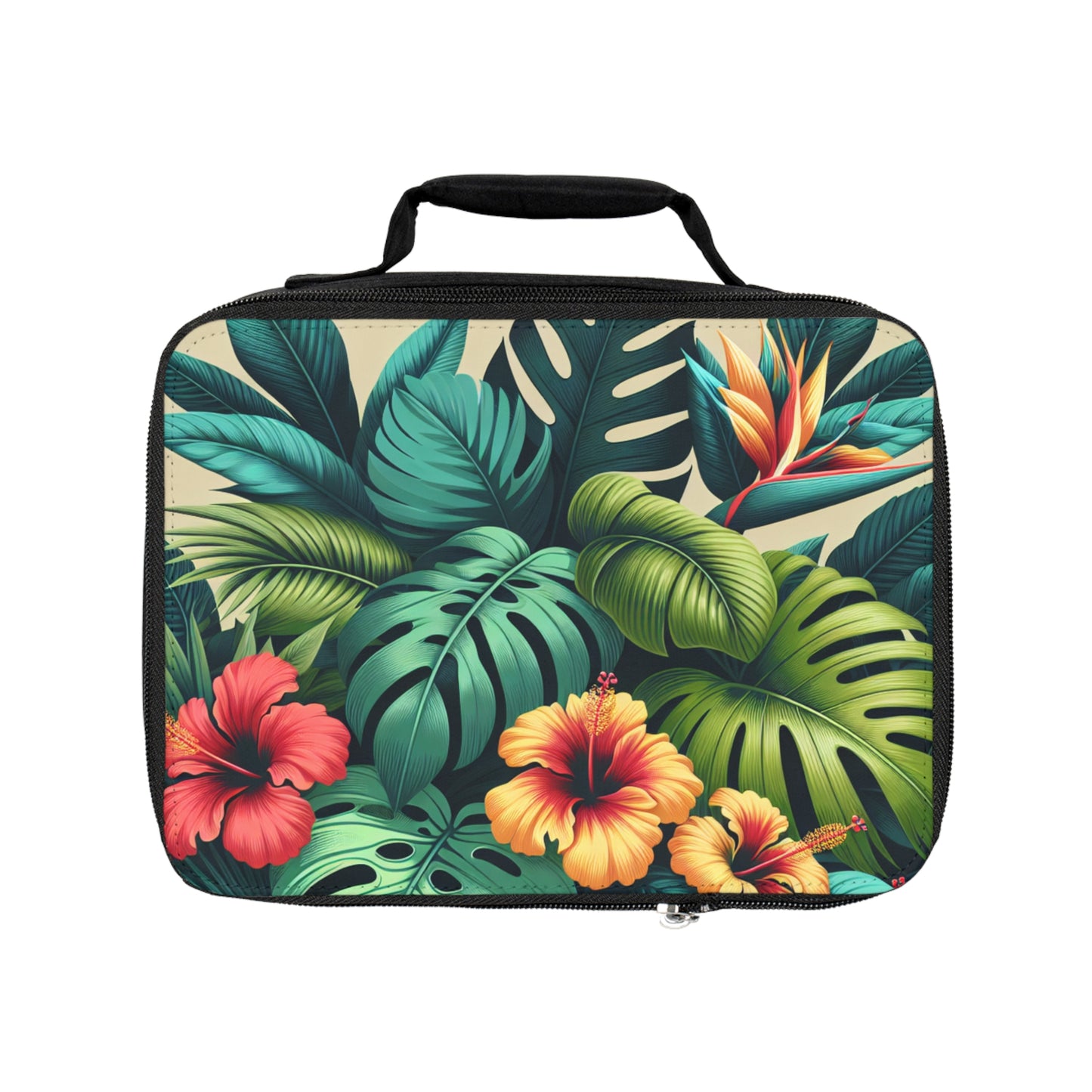 Rainforest Flora and Fauna Lunch Bag - Eco-Friendly Insulated Tote, Adult and Child Lunchbox / Perfect for Picnics, Beach Outings