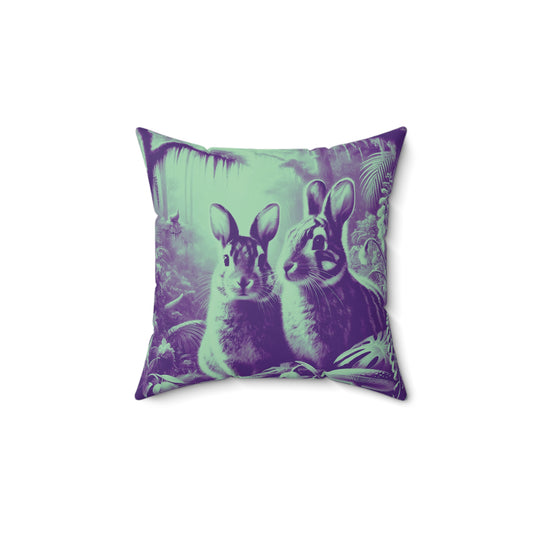 Decorative Pillow - Accent Cushion, 4 Sizes /Tropical Sumatran Rabbits/Minty