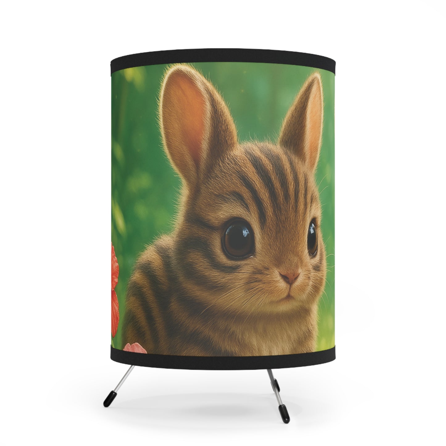Baby Sumatran Rabbits Tripod Lamp with Artistic High-Res Shade - Perfect for Home Décor