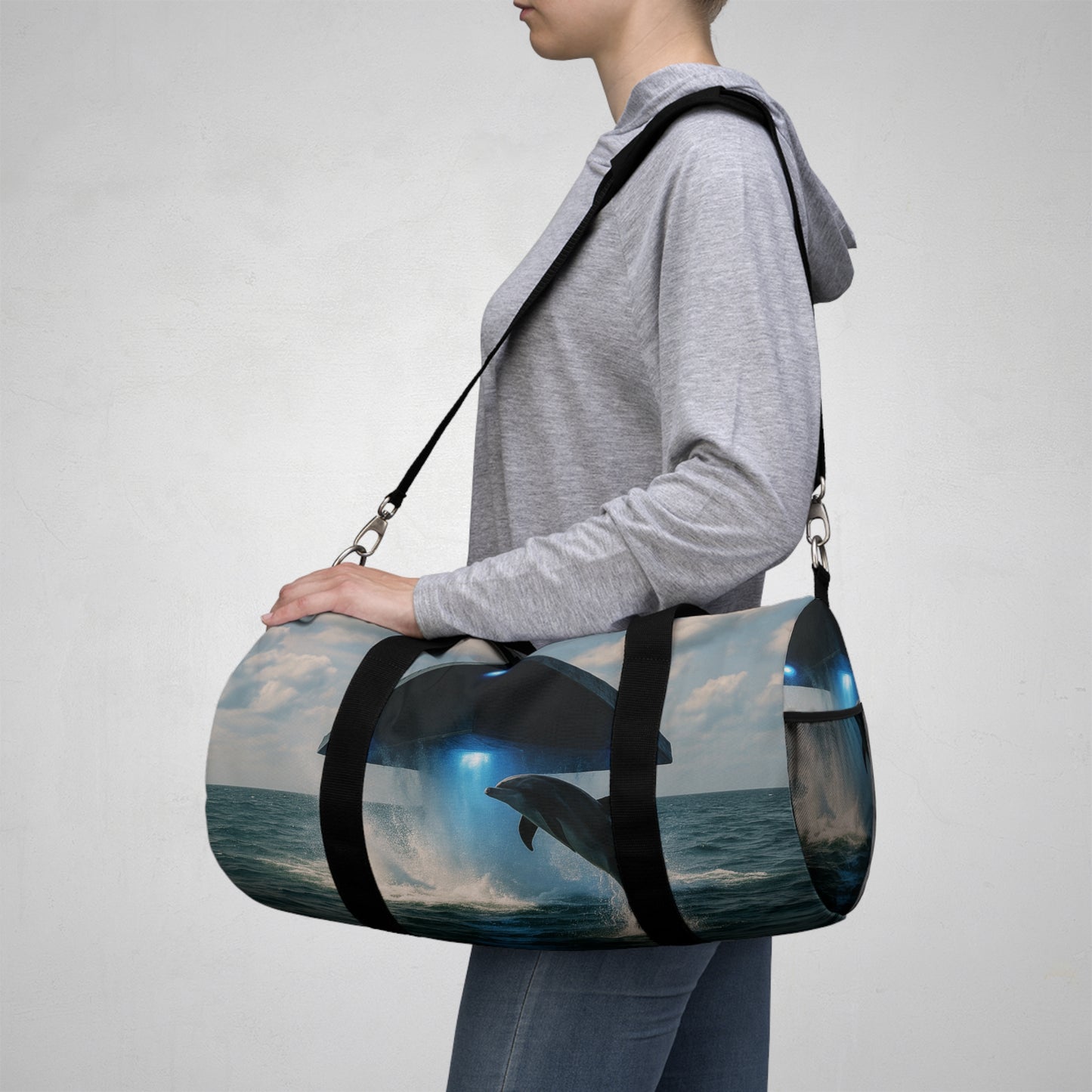 Tropical Duffel Bag - Perfect for Travel and Gym / UFO and Dolphin