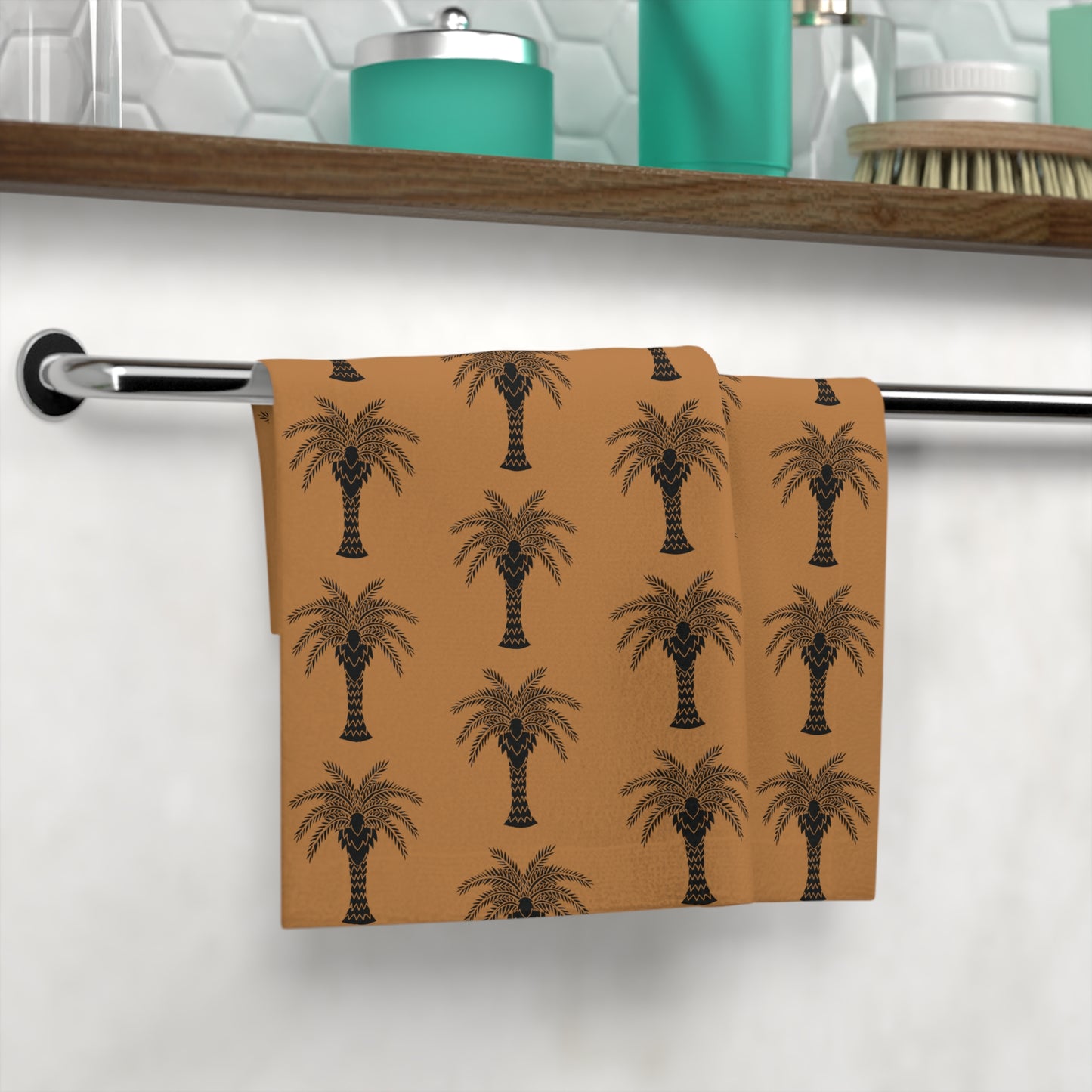 Face Towel - Stylized Palm light brown