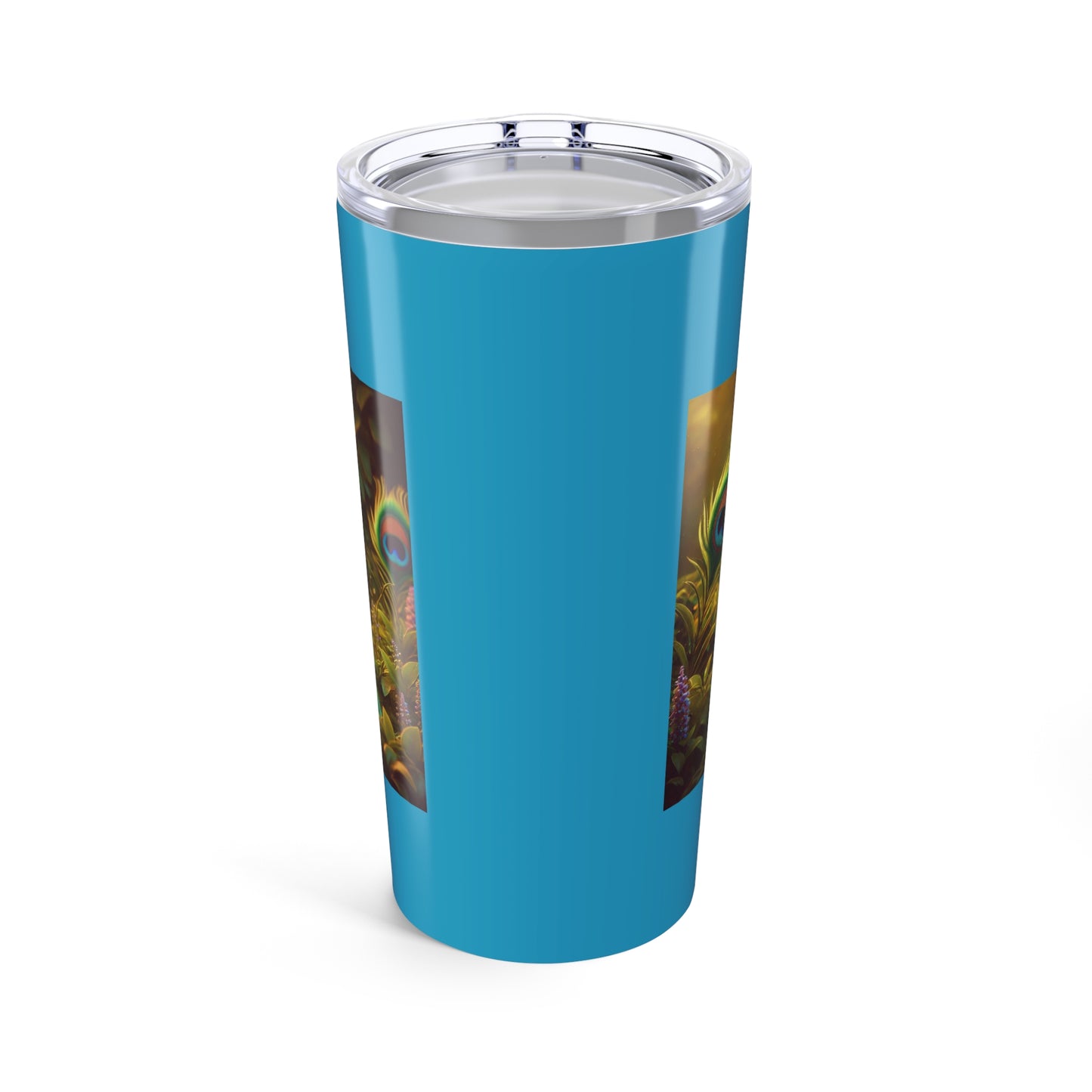 20oz Tropical Glossy Tumbler, Stainless Steel / Baby Peacock, Turquoise