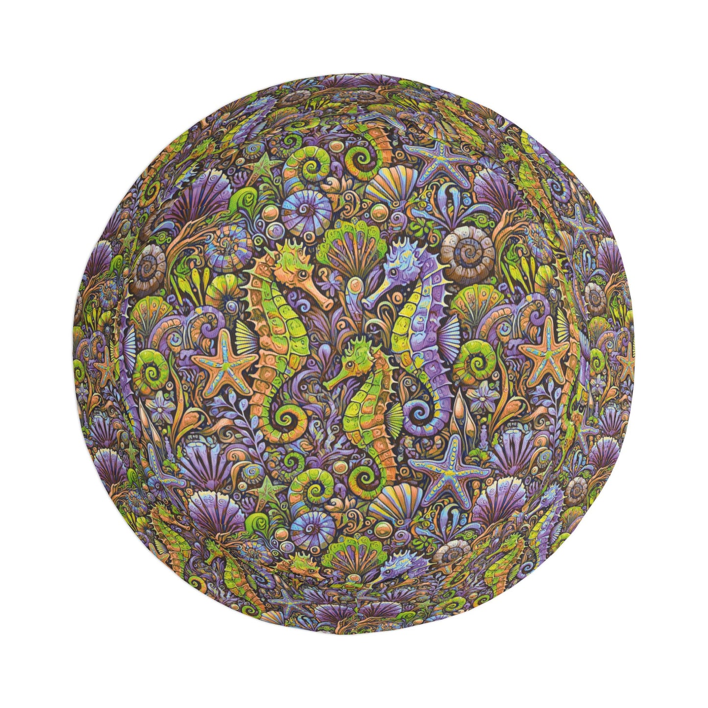 Tropical Polyester Bucket Hat, 2 Sizes - Seahorses Purple