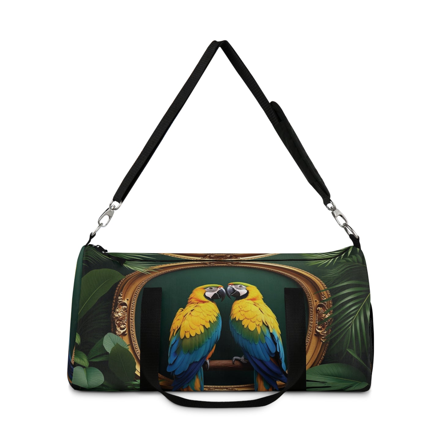 Tropical Rainforest Duffel Bag - Perfect for Travel and Gym / Framed Parrot Pair