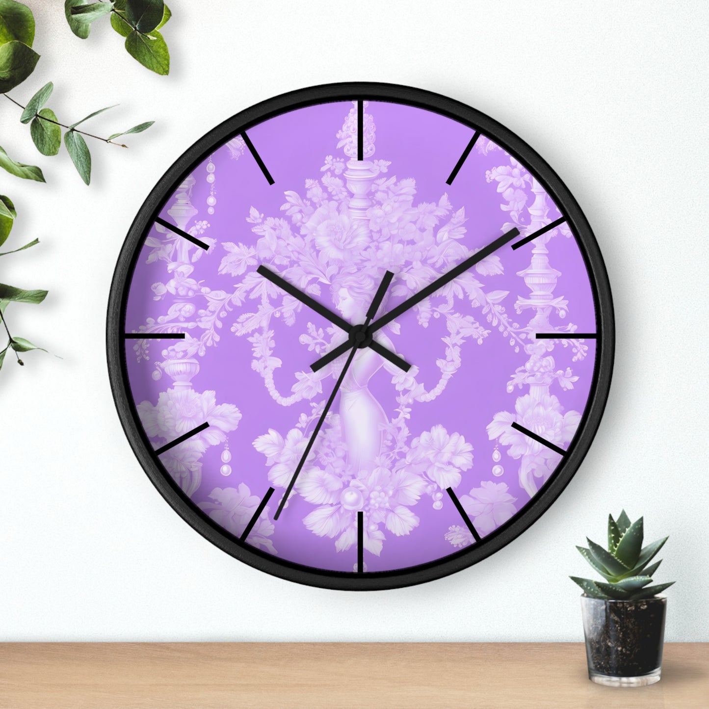 Wall Clock, Pearl Lady Toile / Purple, Hands/Base Variants