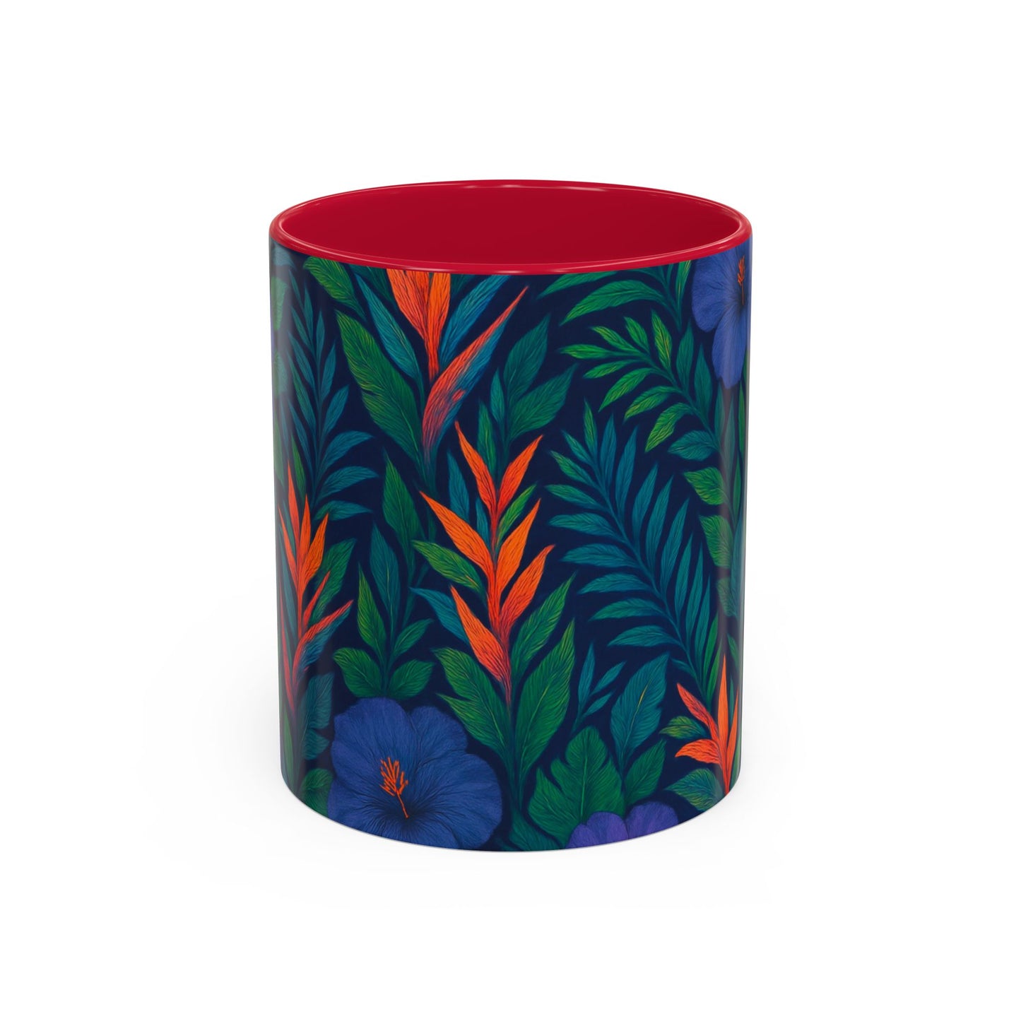 Vibrant Floral Coffee Mug - 11oz & 15oz / Midnight Flower Coral