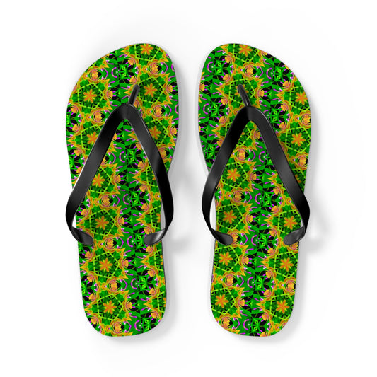 Flip Flops - Kaleidoscope Yellow Orchid