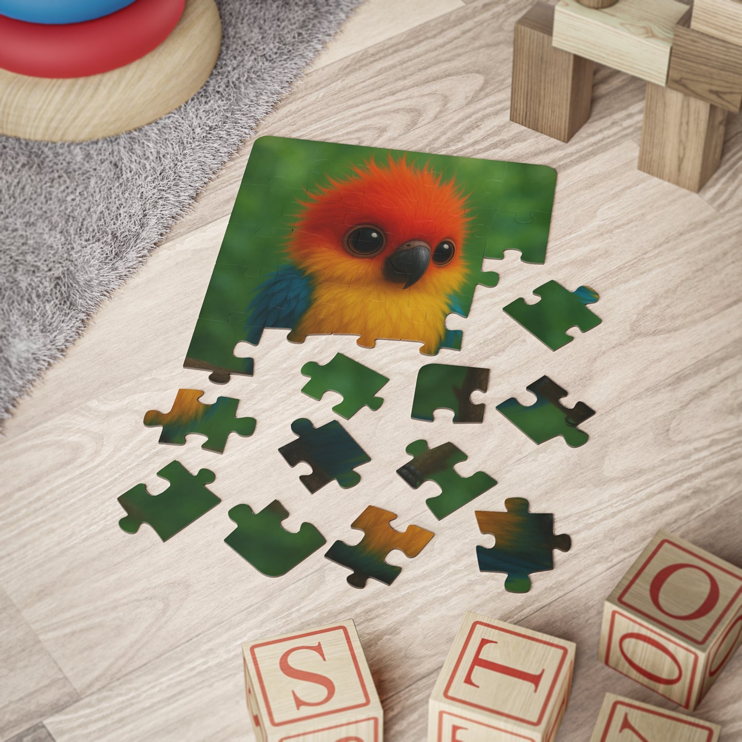 Tropical Kids' Puzzle - 30-Piece Puzzle for Fun and Learning / Baby Parrot