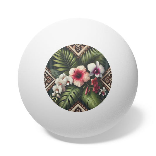 Tropical Paradise Ping Pong Balls - 6 Pack with Tiki Orchids