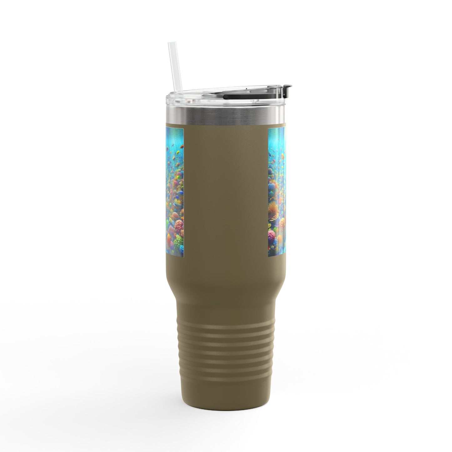 Insulated Travel Mug, 40oz / Busy Coral Reef - Perfect for Outdoor Adventures