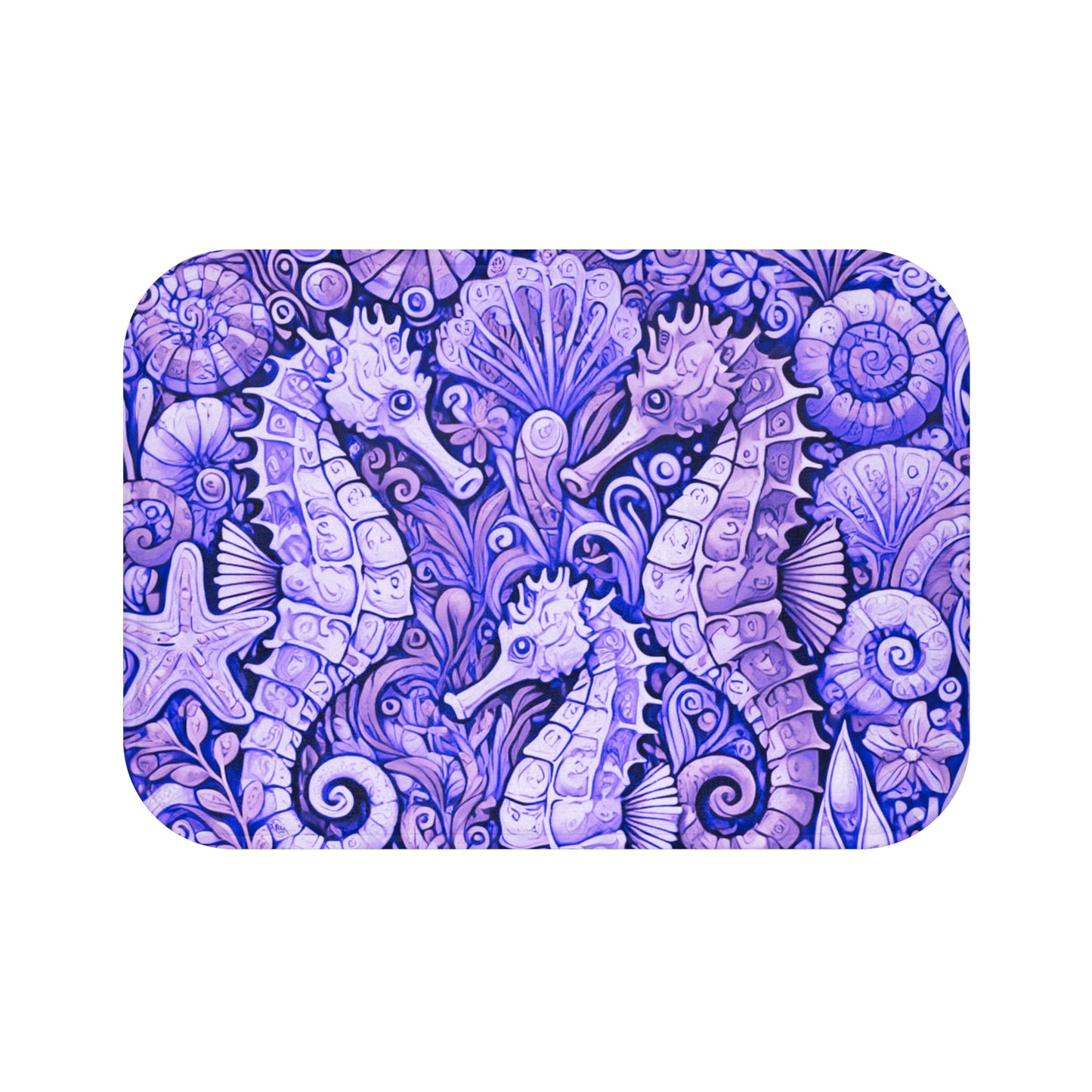 Seahorse Trio/Amethyst Bath Mat, 2 Sizes - Tropical Vibes for Home Decor