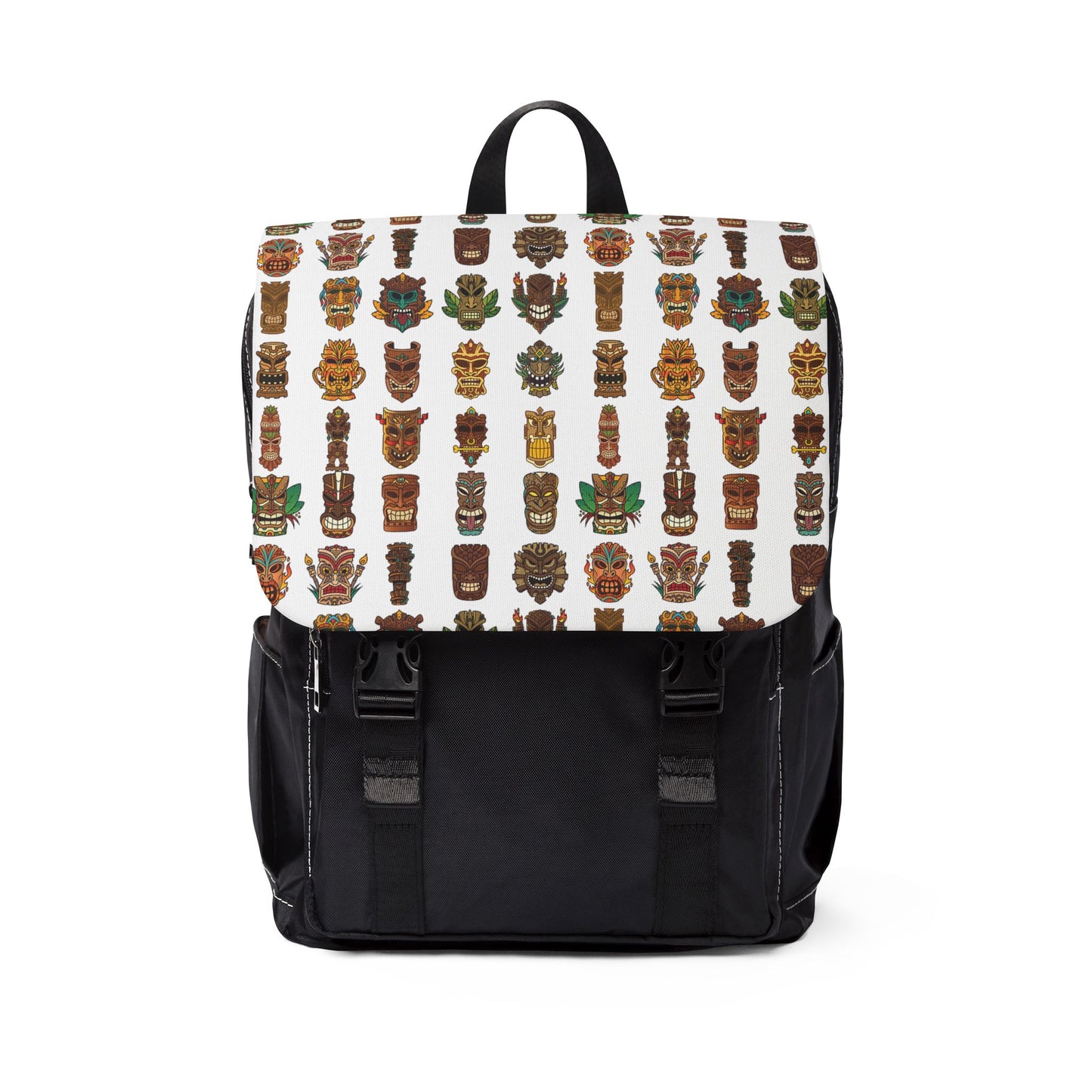 Tropical Casual Backpack - Perfect for Everyday Adventures / Tiny Tiki Dudes, White