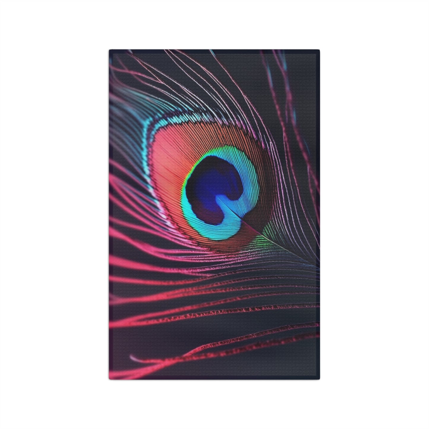 Microfiber Coffee/Tea Towel — Peacock Feather, Ruby Glow