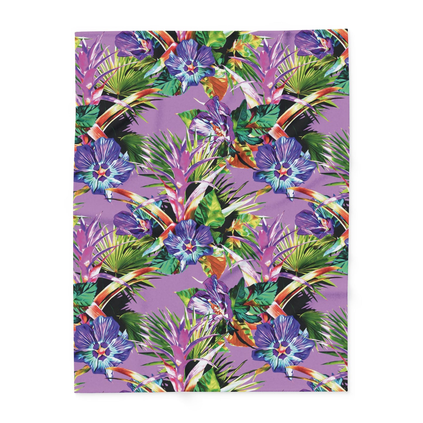 Purple Plant Palooza Fleece Blanket - Colorful Tropical Botanical Design