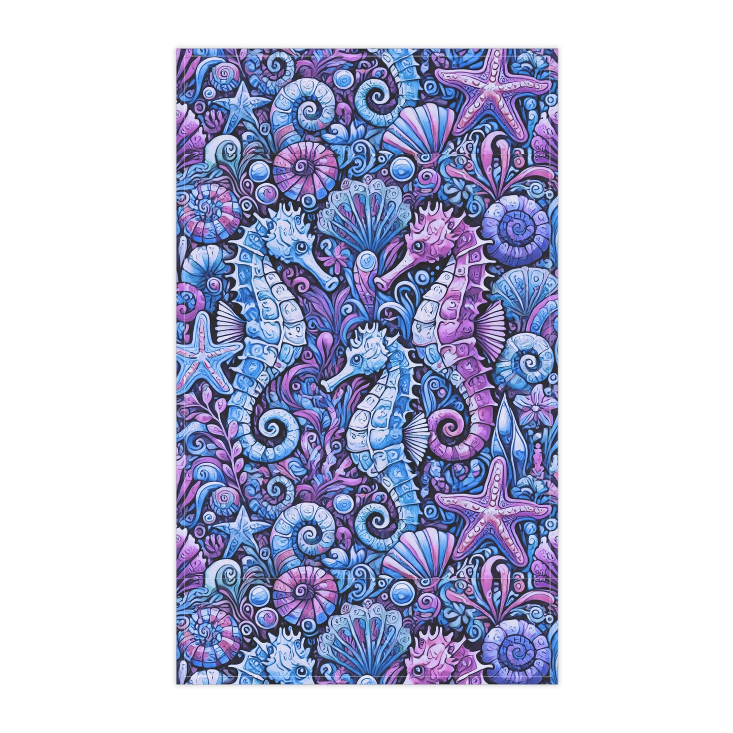 Tea Towels (cotton, poly), Seahorse Trio, Blue