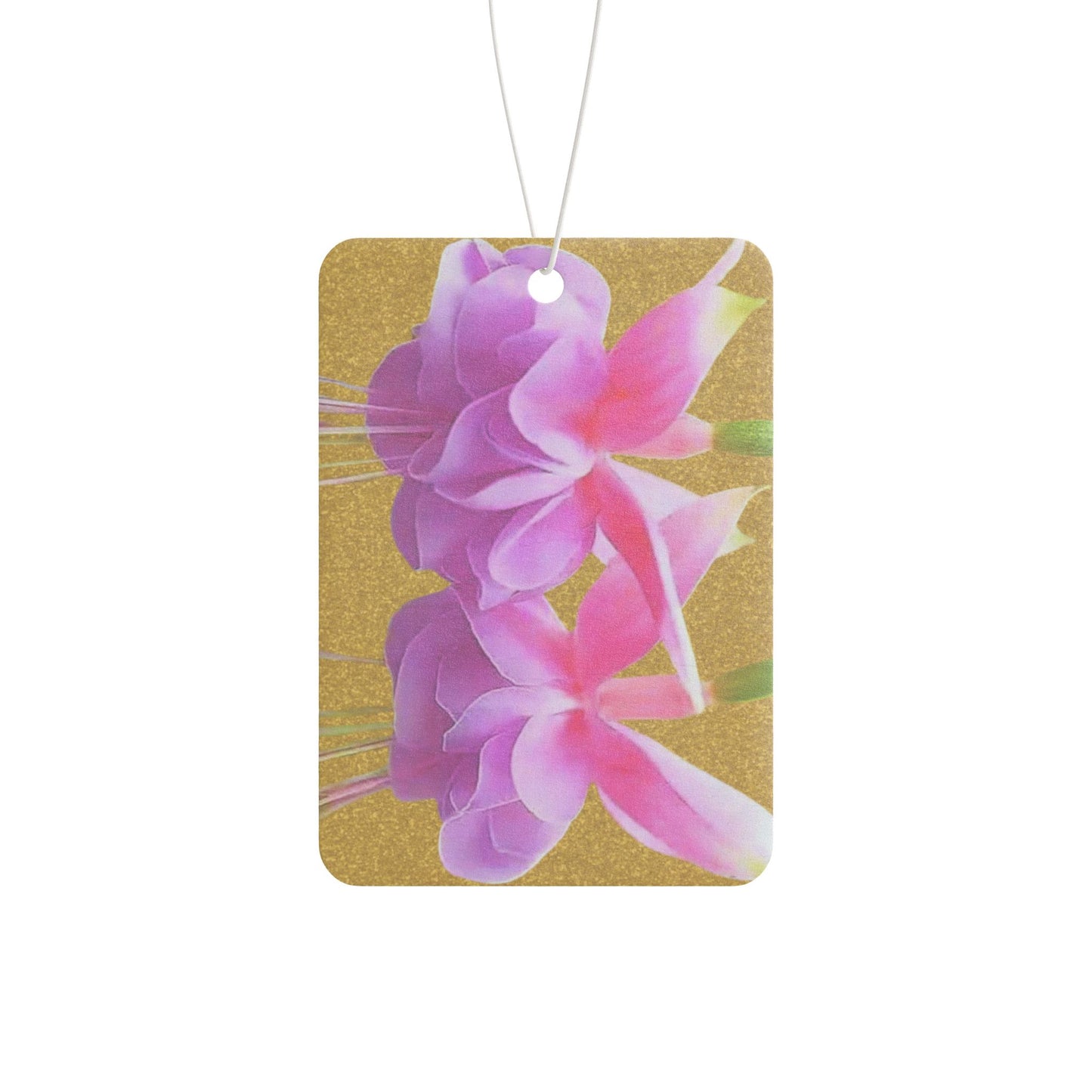 Car Air Freshener - Two Pink Fuchsias / Gold