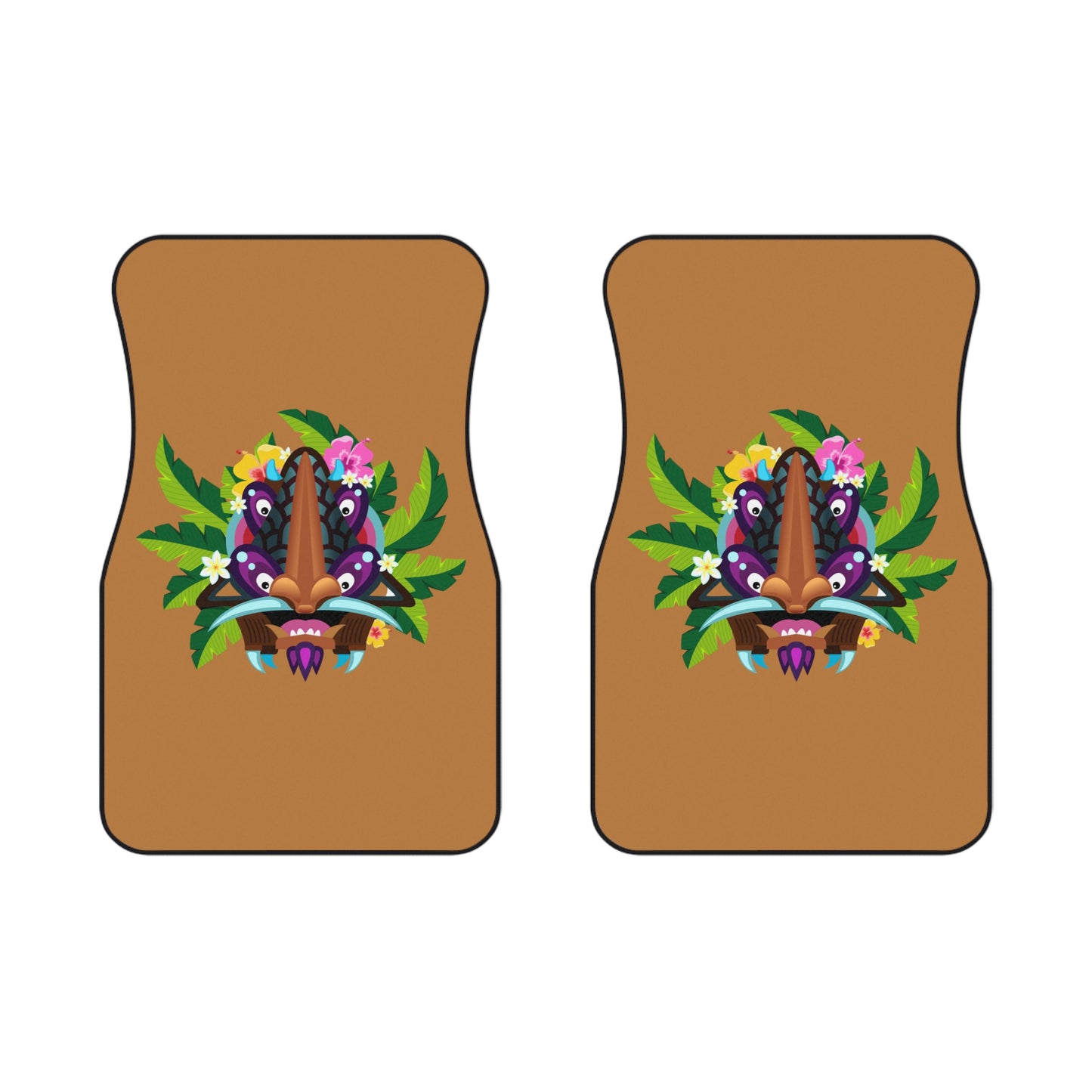 Tropical Tiki Boss Hake Car Floor Mats - SET of 2, light brown