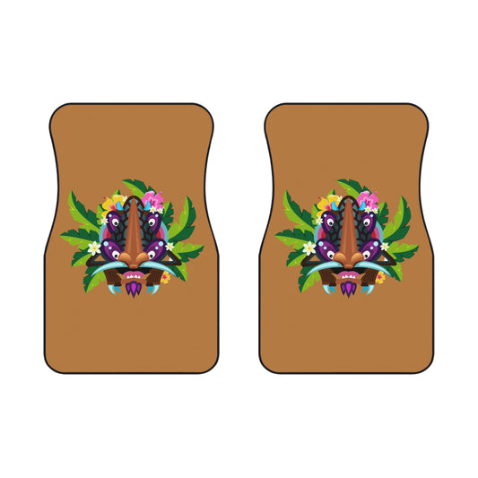 Tropical Tiki Boss Hake Car Floor Mats - SET of 2, light brown