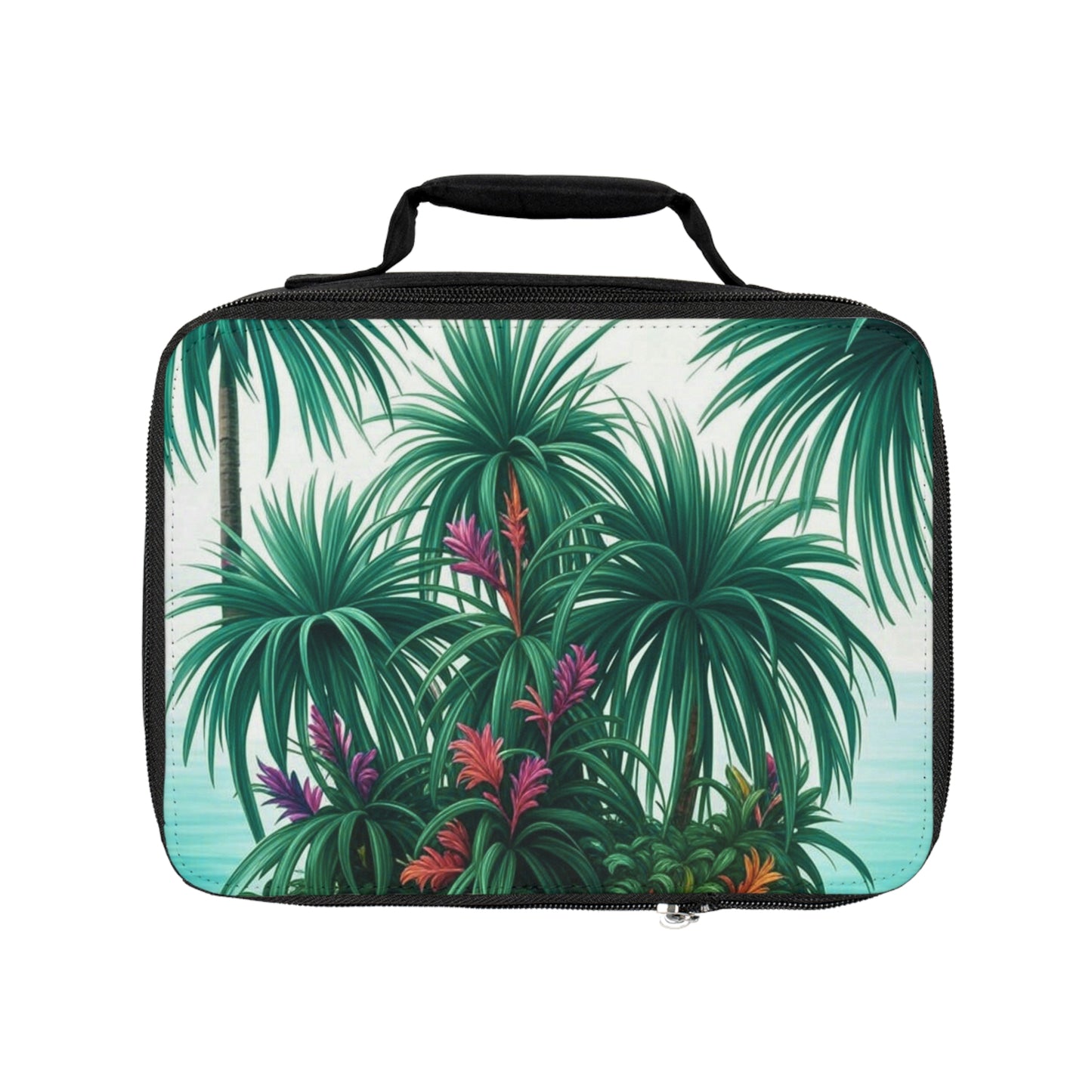 Tiny Palm Island Lunch Bag - Eco-Friendly Insulated Tote, Adult and Child Lunchbox / Perfect for Picnics, Beach Outings