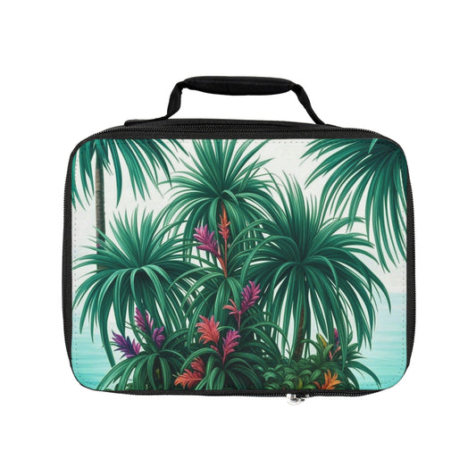 Tiny Palm Island Lunch Bag - Eco-Friendly Insulated Tote, Adult and Child Lunchbox / Perfect for Picnics, Beach Outings