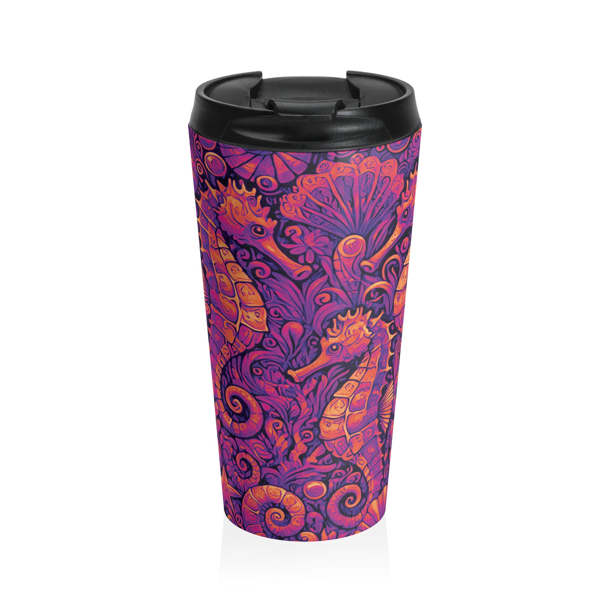 Copy of 15 oz. Stainless Steel Travel Mug / Deco Seahorses Heatwave