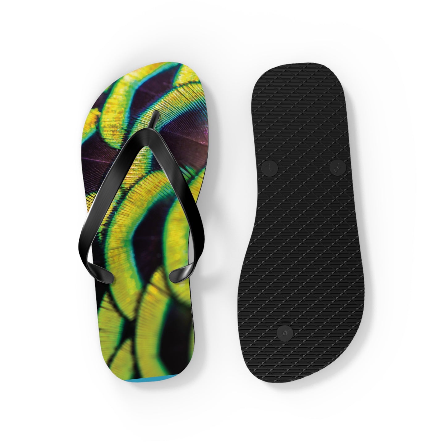 Flip Flops - Yellow Peacock Feathers