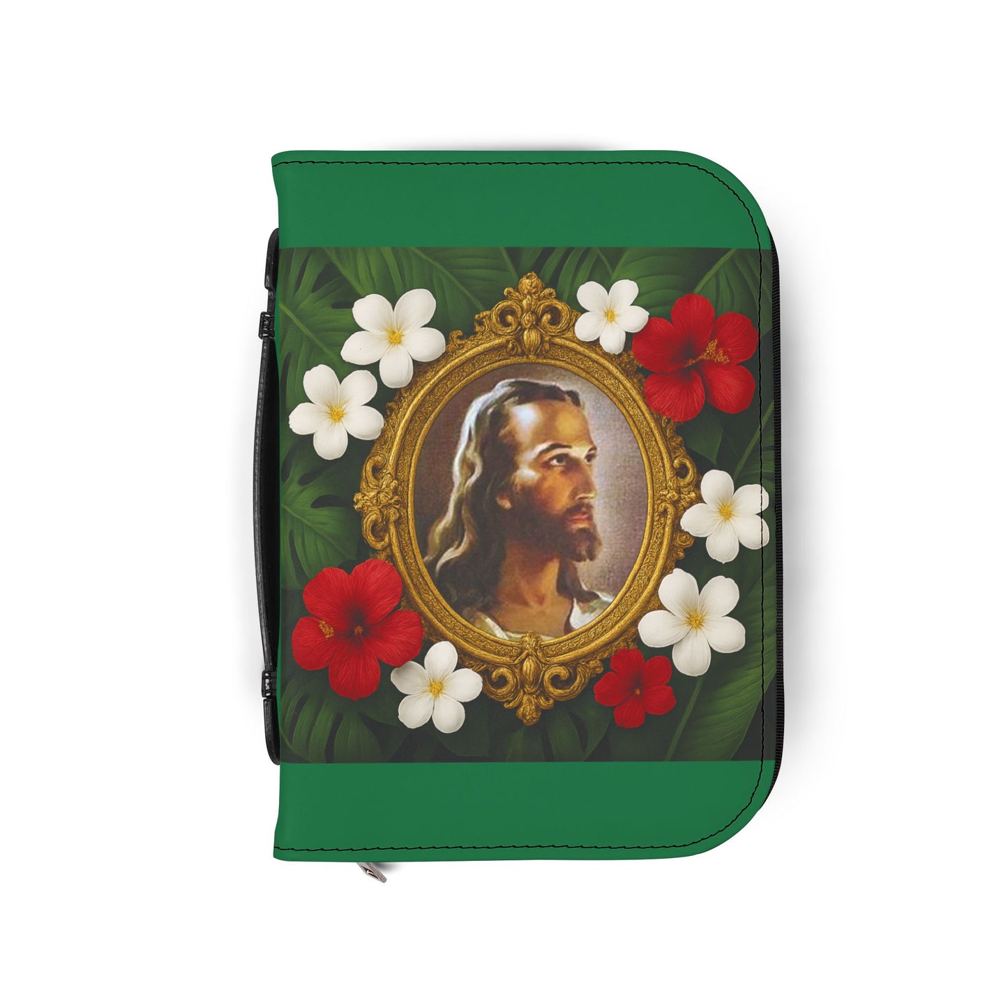 Tropical Jesus Bible Cover, Dark Green / Floral Bible Cover Protector, Church Accessories
