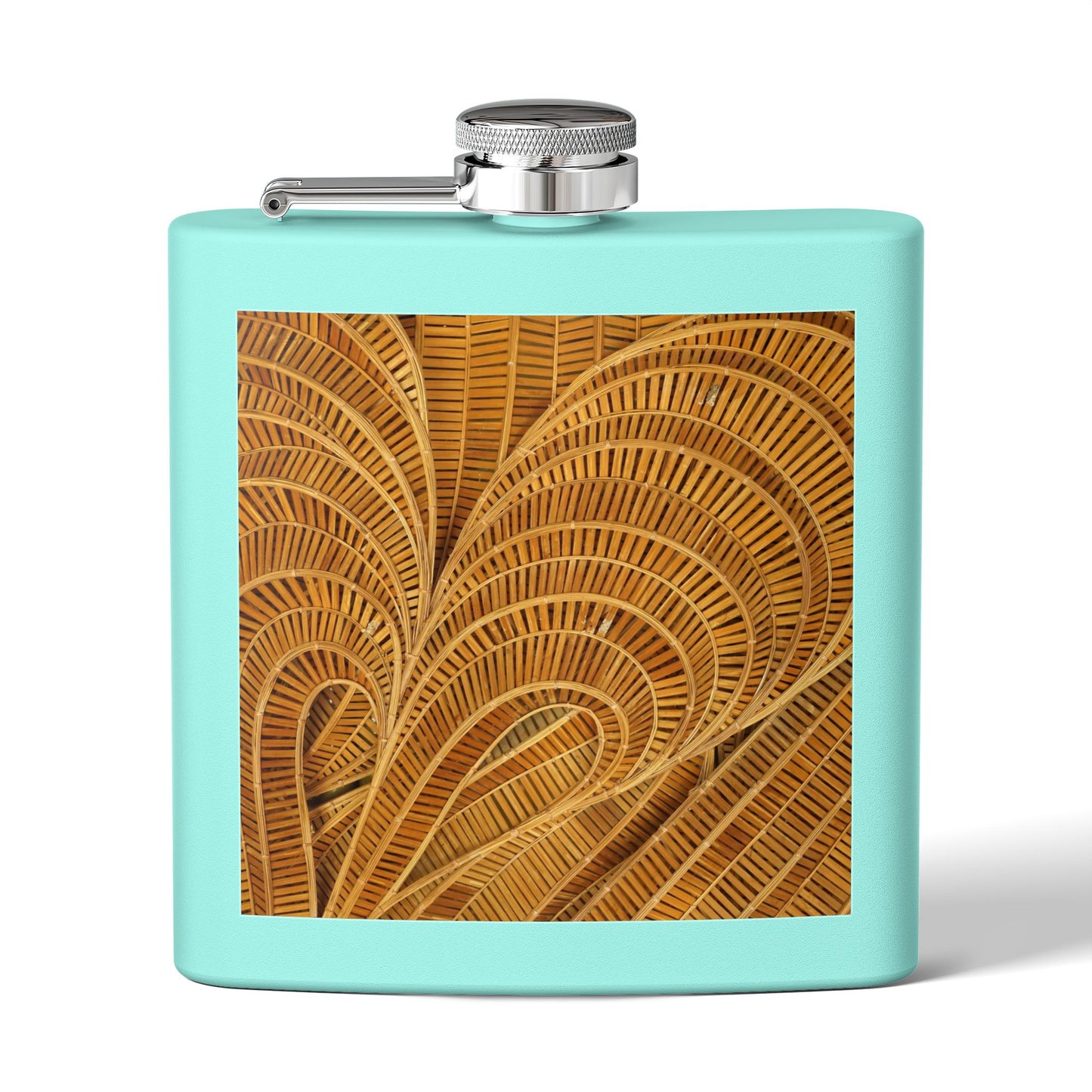 Tropical Stainless Steel 6 oz. Flask, Many Colors  – Natural Bamboo Swoosh