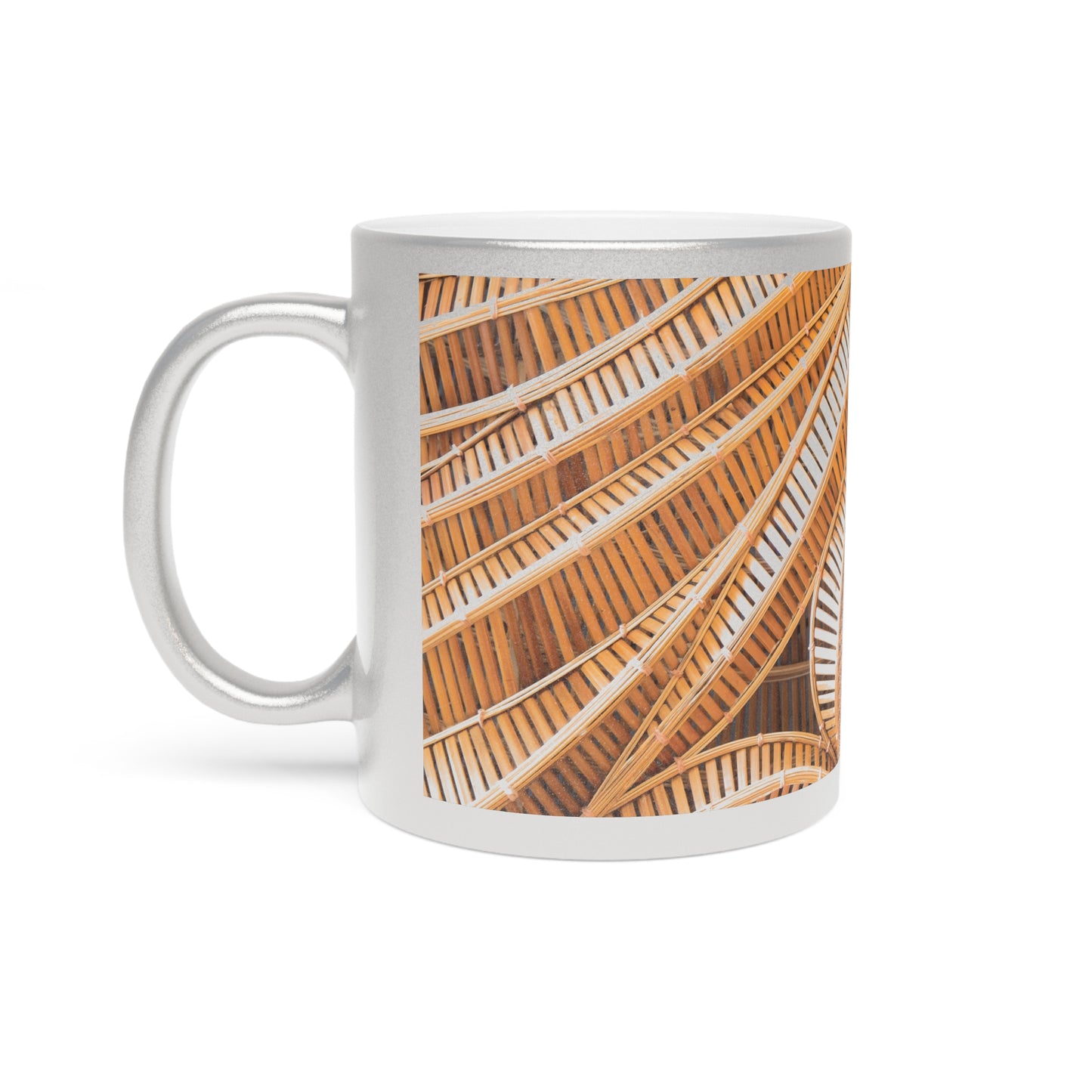 Tropical Metallic Mug, Gold or Silver - Natural Bamboo Spiral