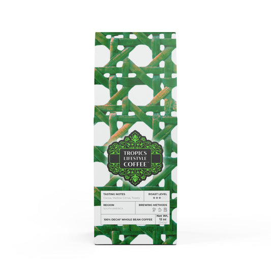 Rainforest Mist™ Single Origin DECAF (Medium Roast), Specialty Grade Craft Coffee / Chair Wicker, Green