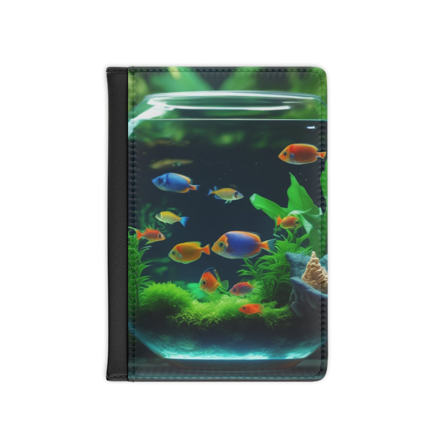 Tropical Passport Cover, Faux Leather - RFID blocking for travel security / Tropical Fish Bowl