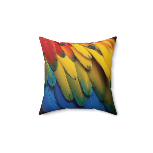 Decorative Pillow - Accent Cushion, 4 Sizes / Rainforest Macaw Feathers