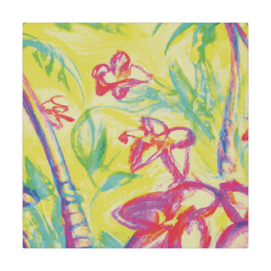 Tropical Canvas Artwork - Stretched Canvas Print / Tropical Doodles, Yellow