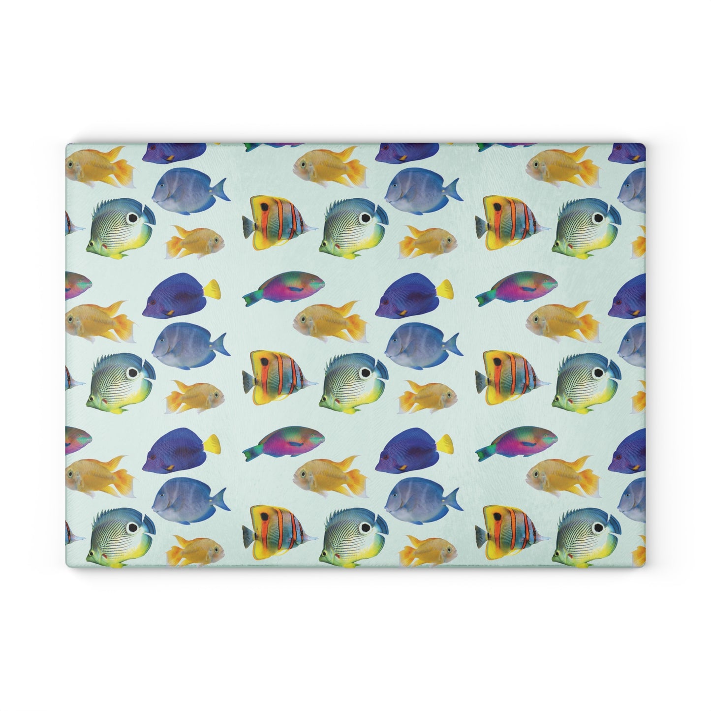 Glass Cutting Board, 2 sizes - School of Fish