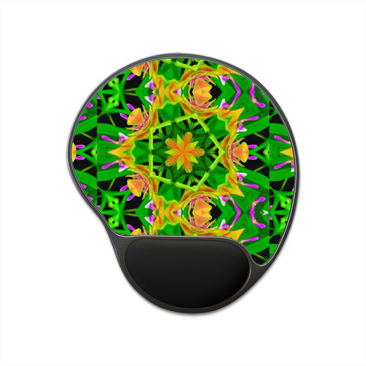 Mouse Pad With Wrist Rest, Orchid Kaleidoscope #2