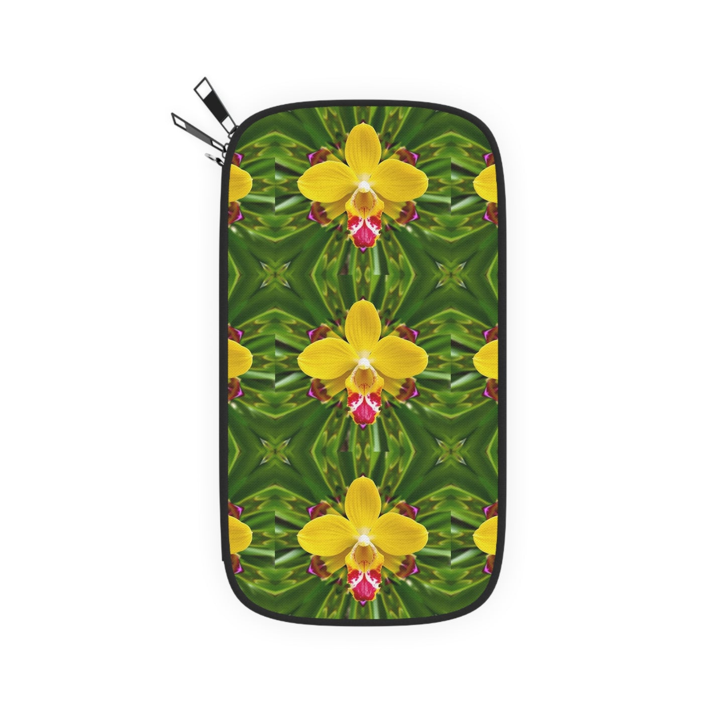 Passport Wallet - Yellow Orchid Kaleidoscope