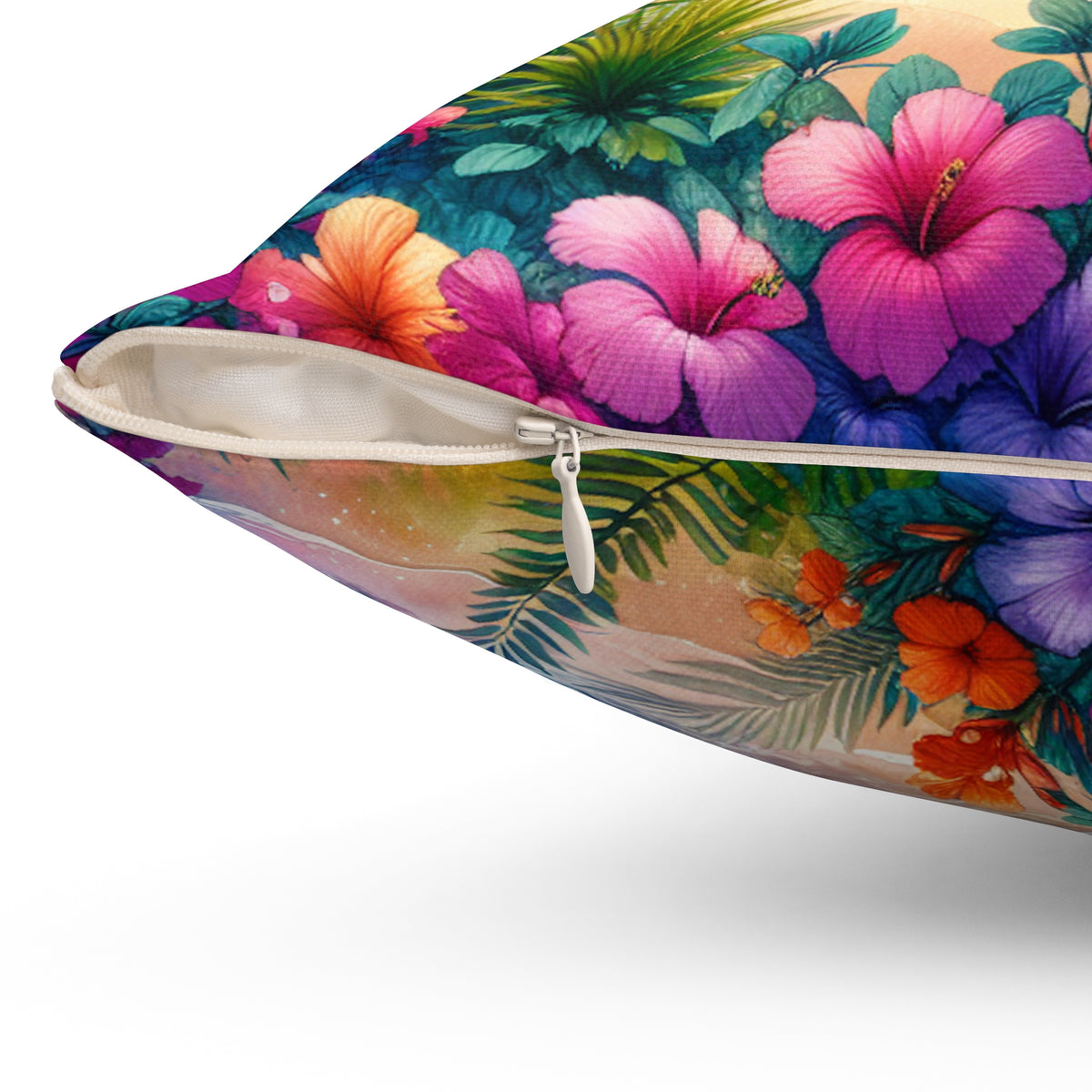 Tropical Pillow, 4 sizes - Colorful Spun Polyester Square Cushion / Bay of Peace