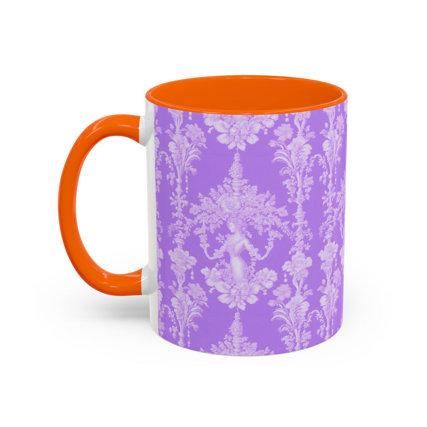 Accent Coffee Mug (11, 15oz), Pearl Lady Toile/Lavender Repeat, Various Colors