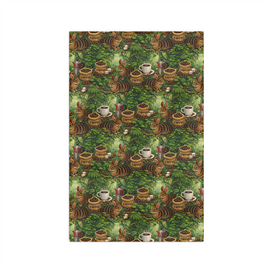 Tropical Microfiber Coffee/Tea Towel – Sumatran Rainforest Rabbits & Coffee