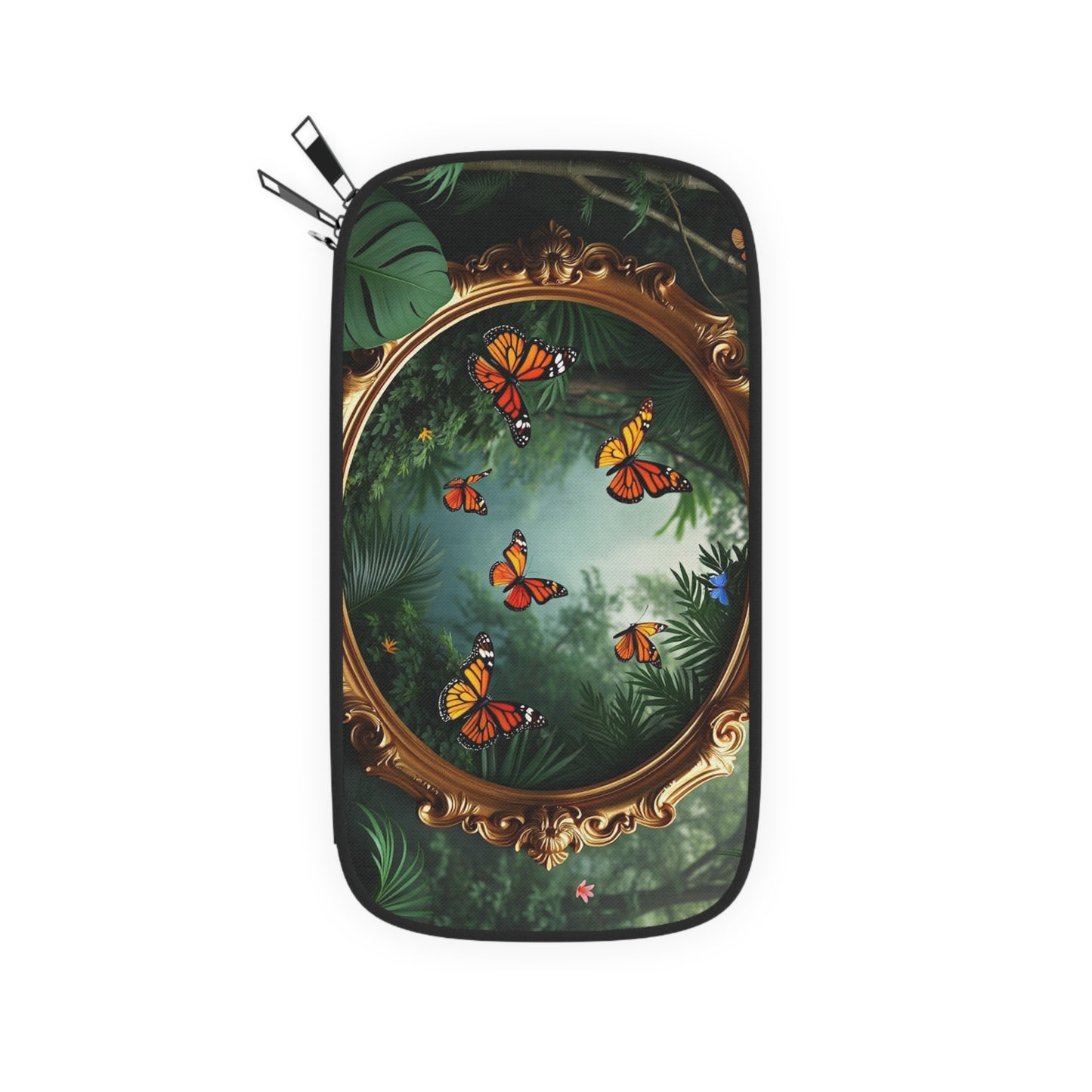 Passport Wallet – Perfect for Travelers & Adventurers / Framed Monarch Gathering