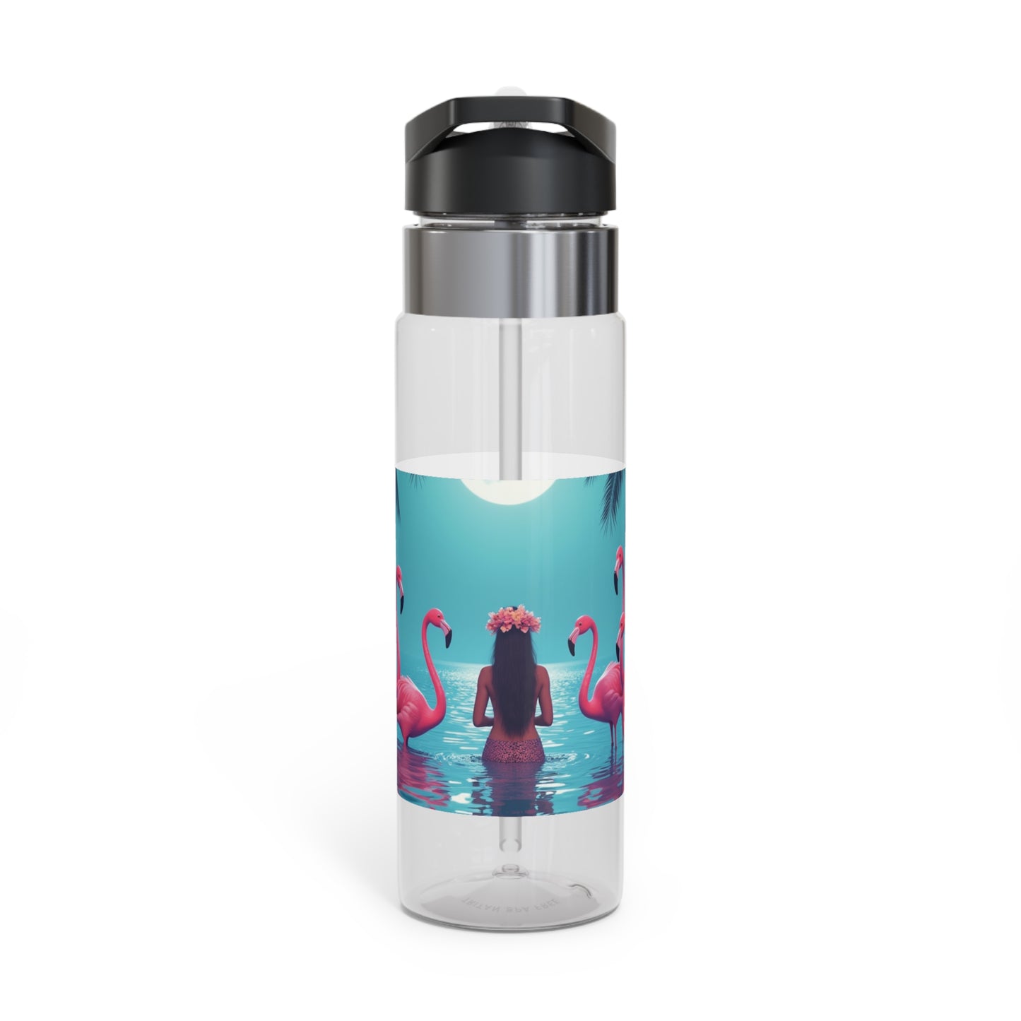 Tropical 20oz Tritan Sport Water Bottle -  Leakproof, Lightweight, BPA-Free / Moonlit Mermaid and Flamingos
