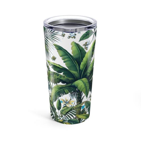 20oz Tropical Glossy Tumbler, Stainless Steel / More Tropical Fruit, White