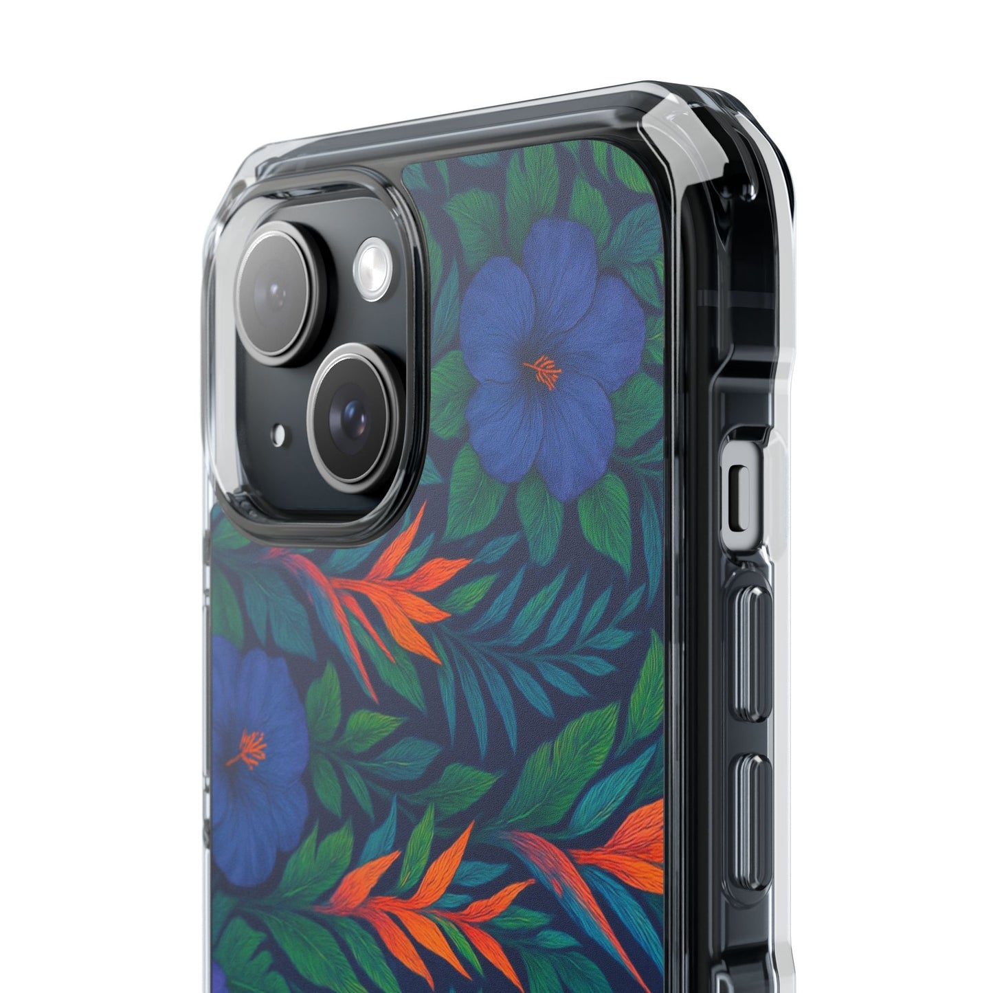 Midnight Flower Navy Magnetic Clear Phone Case, Many Models