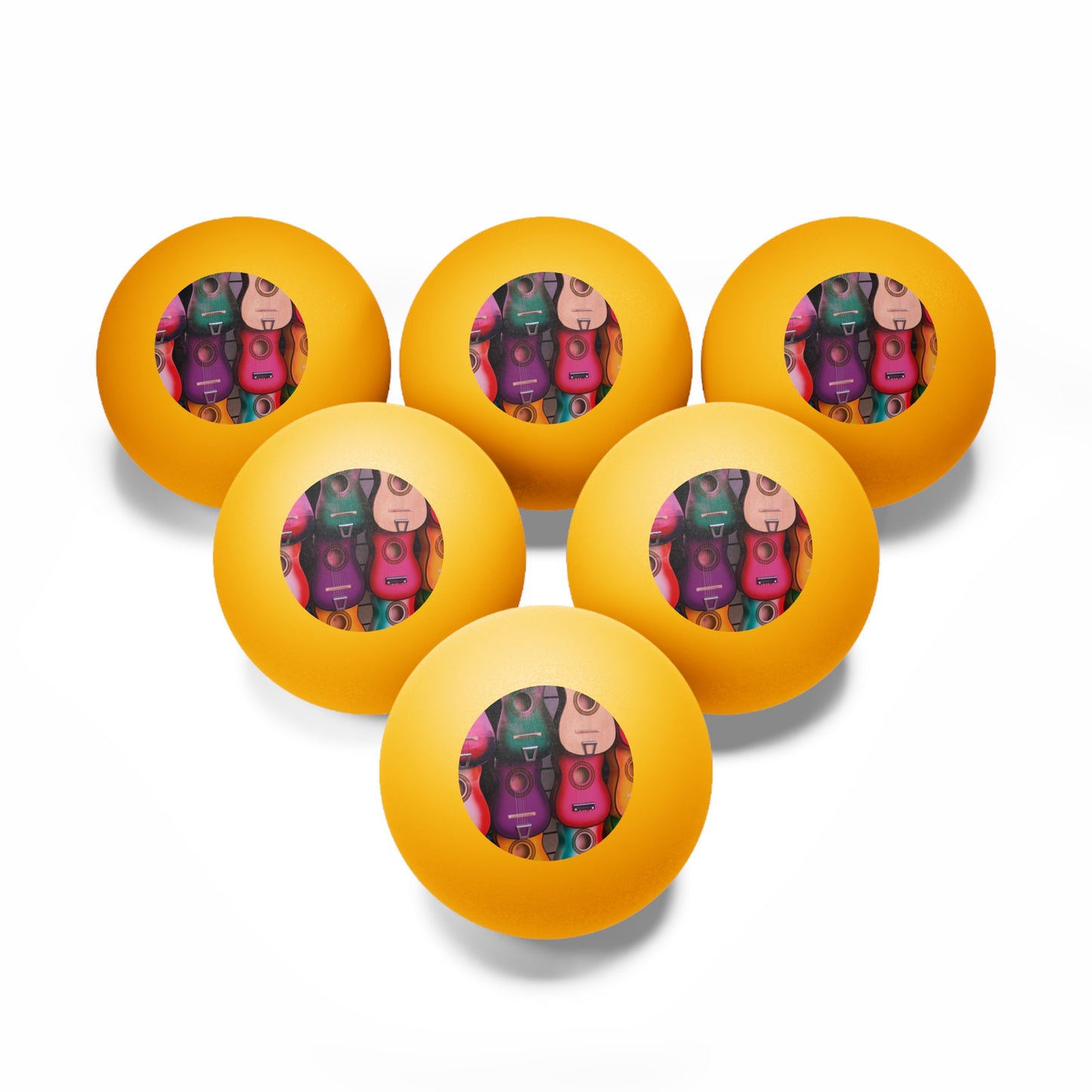 Tropical Paradise Ping Pong Balls - 6 Pack with Beach Guitars/Orange