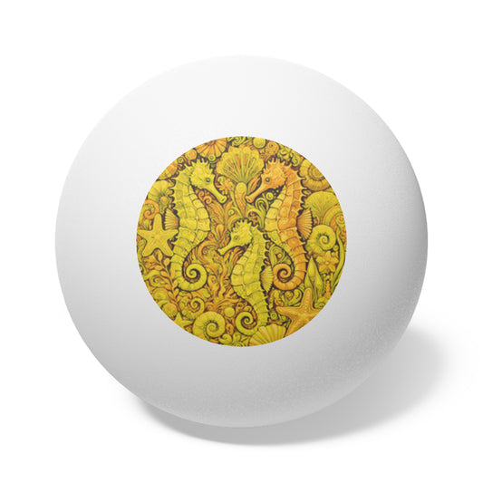 Tropical Paradise Ping Pong Balls - 6 Pack with Seahorse Trio/Yellow