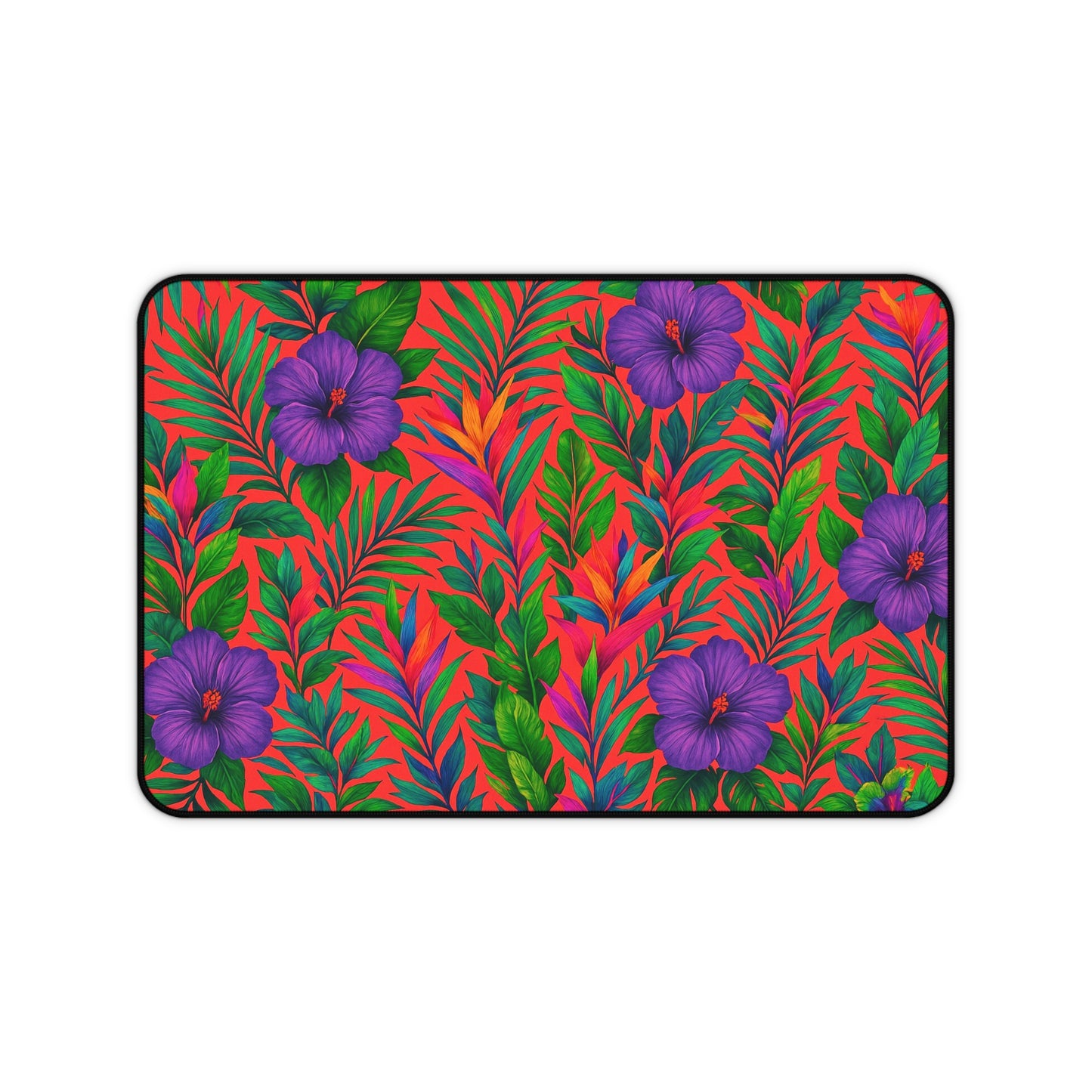 Tropical Paradise Desk Mat, 3 Sizes - Perfect for Home Office - Midnight Flower Coral