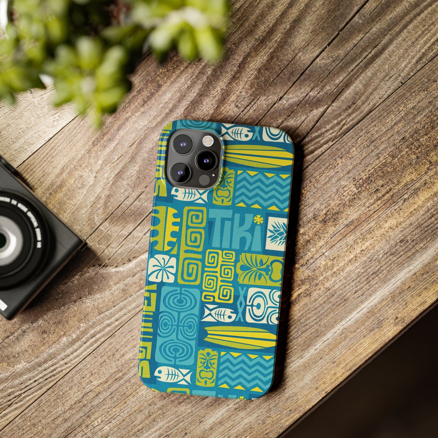 Slim Phone Cases - Tiki Poster Blue