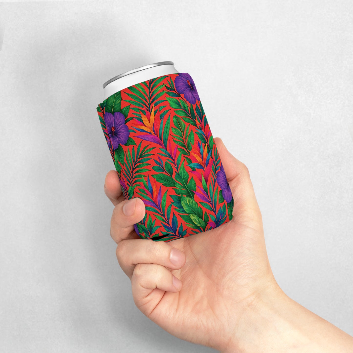 Midnight Flowers/Coral Can Cooler Sleeve - Perfect for Outdoor Picnics